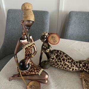 Art Sculpture Beautiful African Woman Pouring Water Decor Figures Giovanni Set